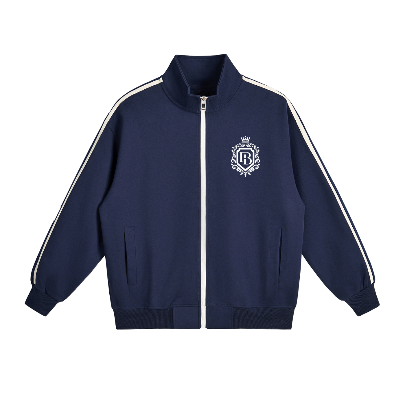 Contrast Side-Stripe Stand Collar Jacket