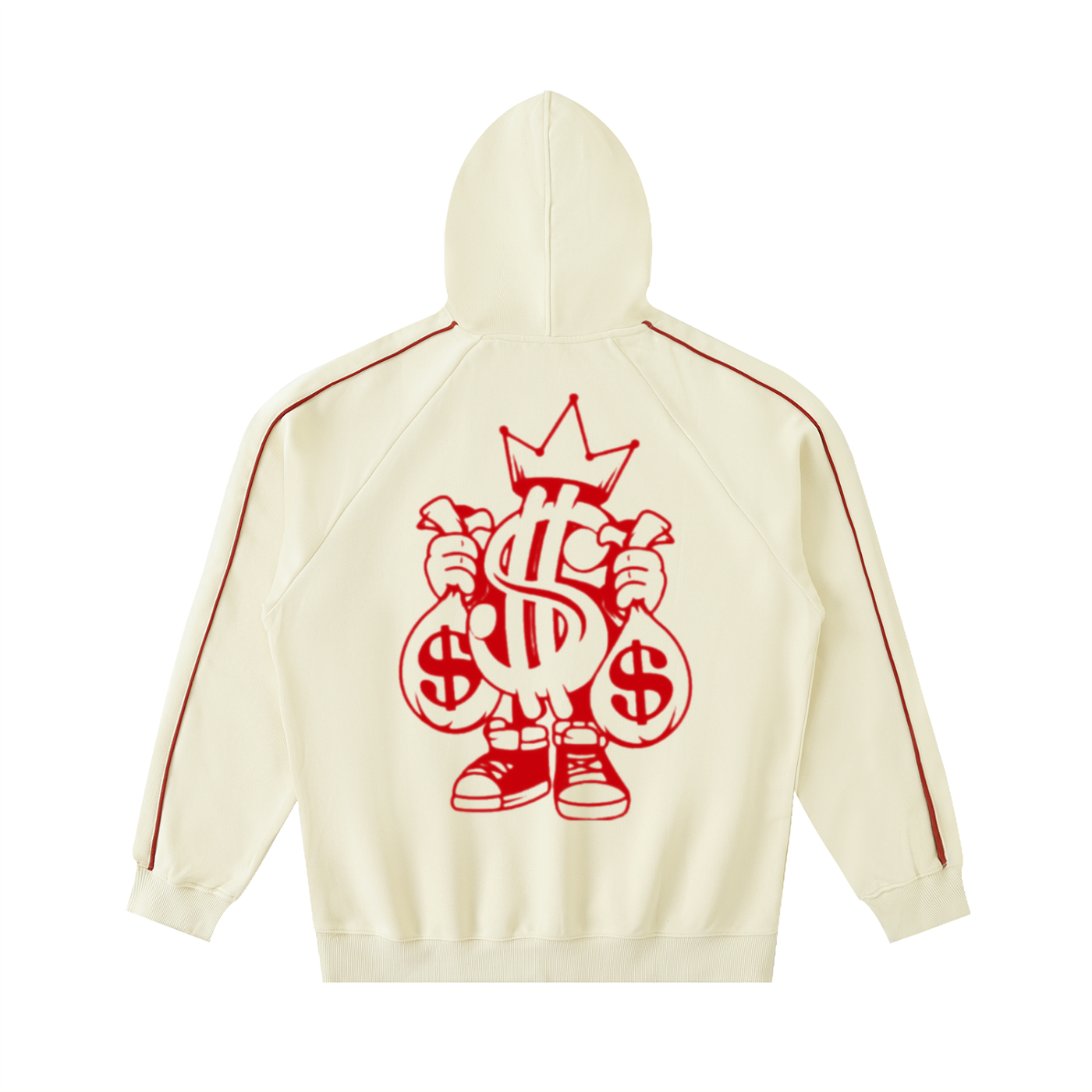 PB Contrast Piping Raglan Hoodie - Cream-Colored