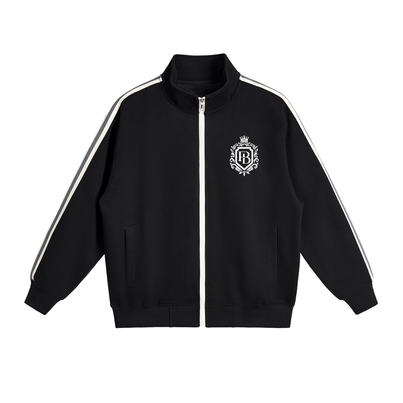 Contrast Side-Stripe Stand Collar Jacket