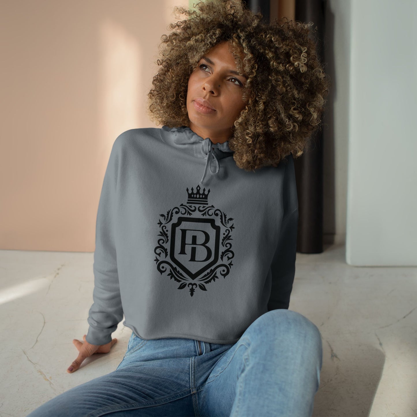 Women Crop Hoodie with Pending Billionaire Logo and Strong Backside Message