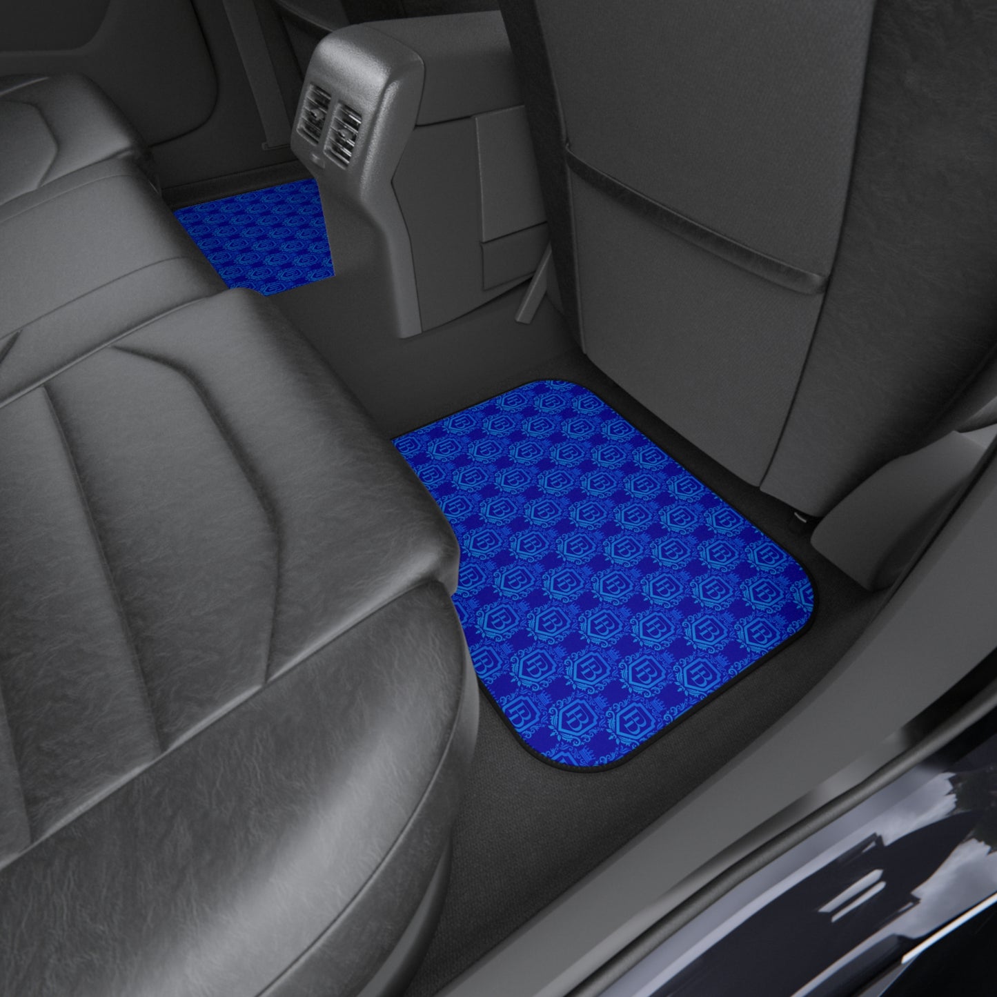PB Luxury Signature Car Mat Set of 4 pieces – Premium Auto Interior Upgrade. Royal Blue Pattern.