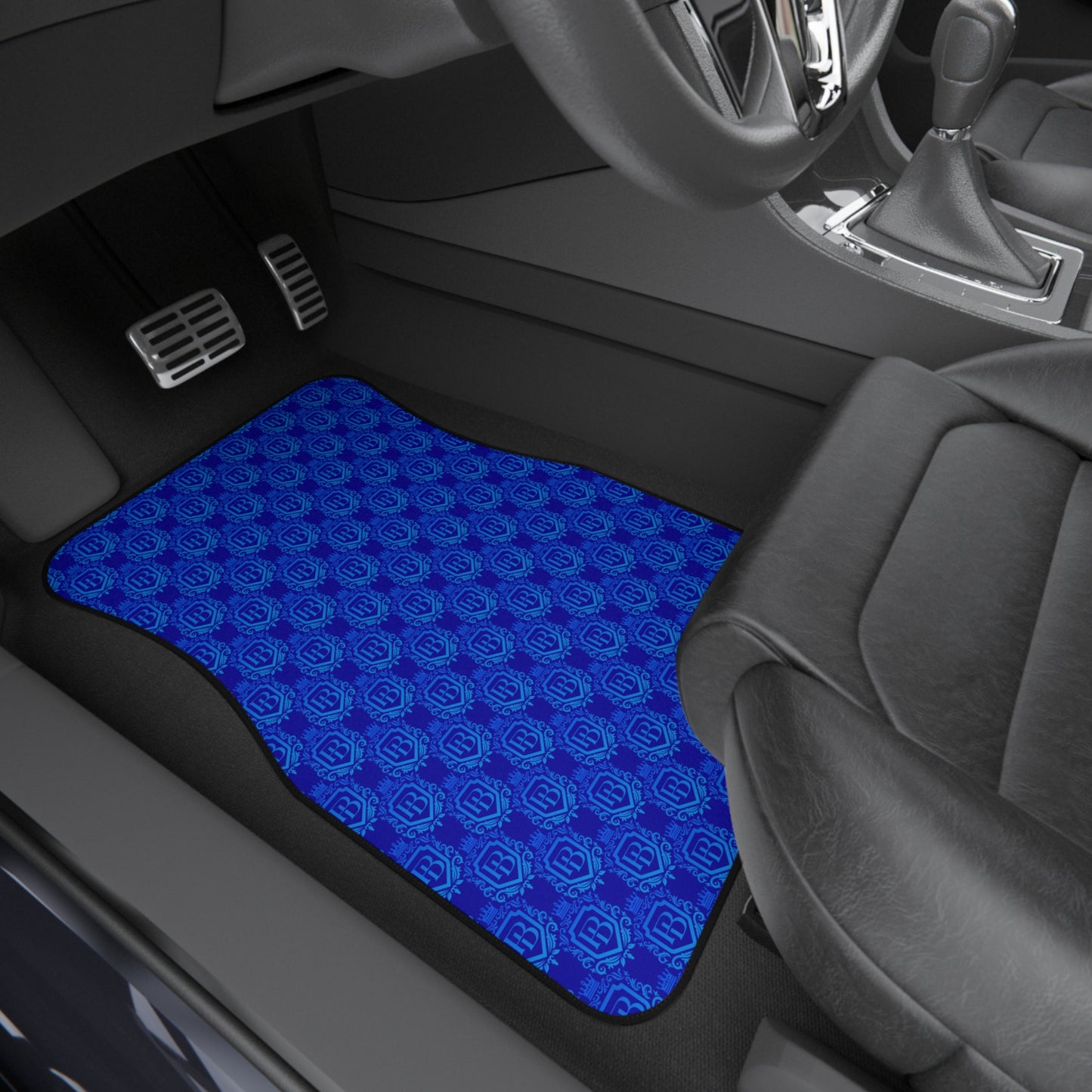 PB Luxury Signature Car Mat Set of 4 pieces – Premium Auto Interior Upgrade. Royal Blue Pattern.