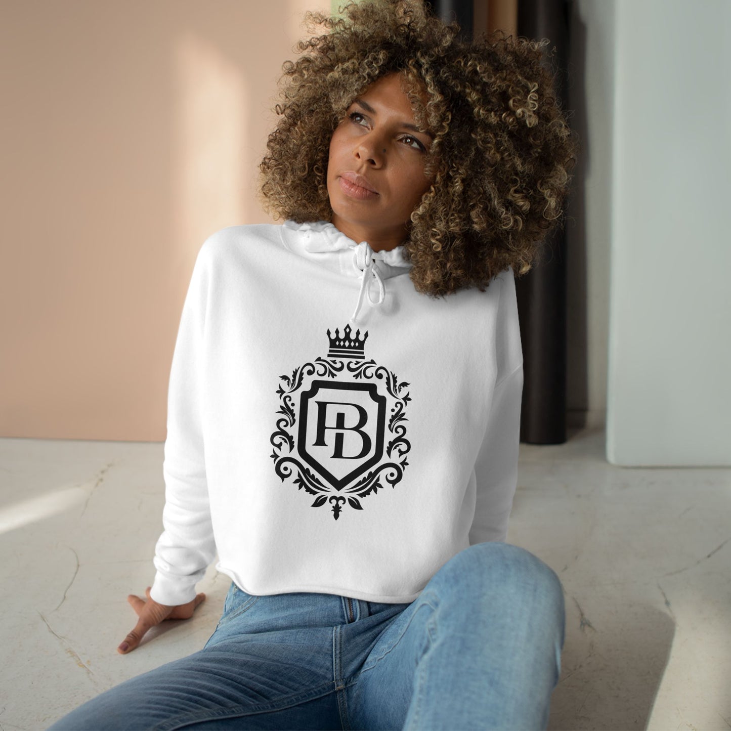 Women Crop Hoodie with Pending Billionaire Logo and Strong Backside Message