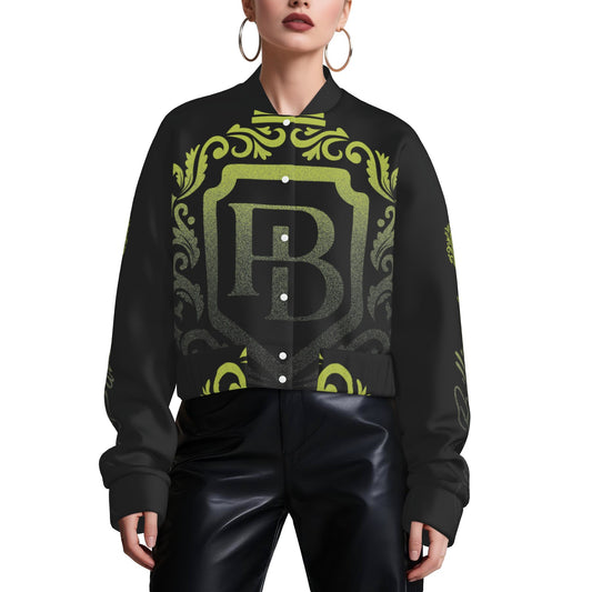 Women's Crop Baseball Jacket by PENDING BILLIONAIRE