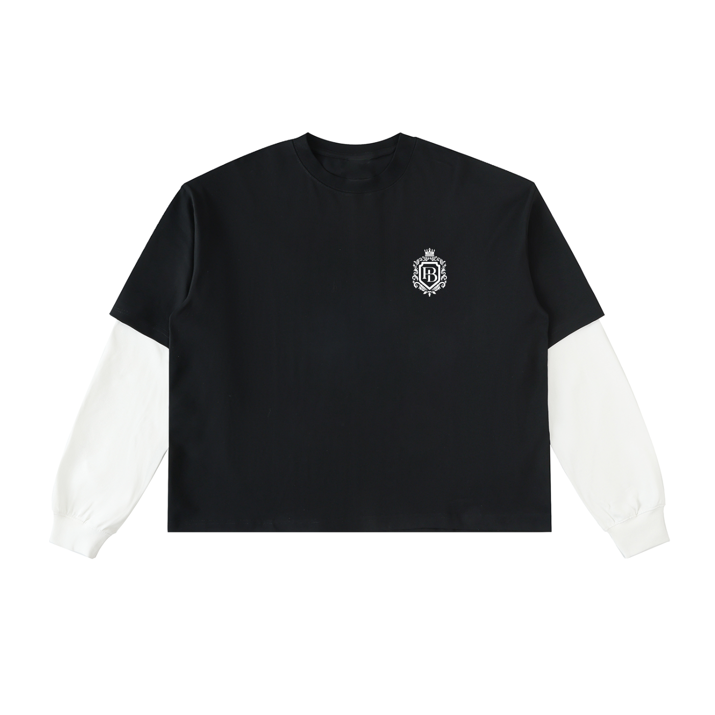 Layered Contrast Sleeve Cotton T-Shirt