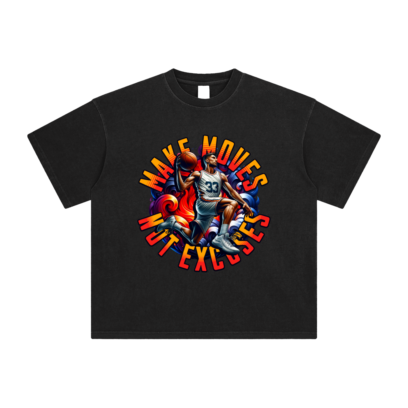 MAKE MOVES - NOT EXCUSES Enzyme Washed T-Shirt