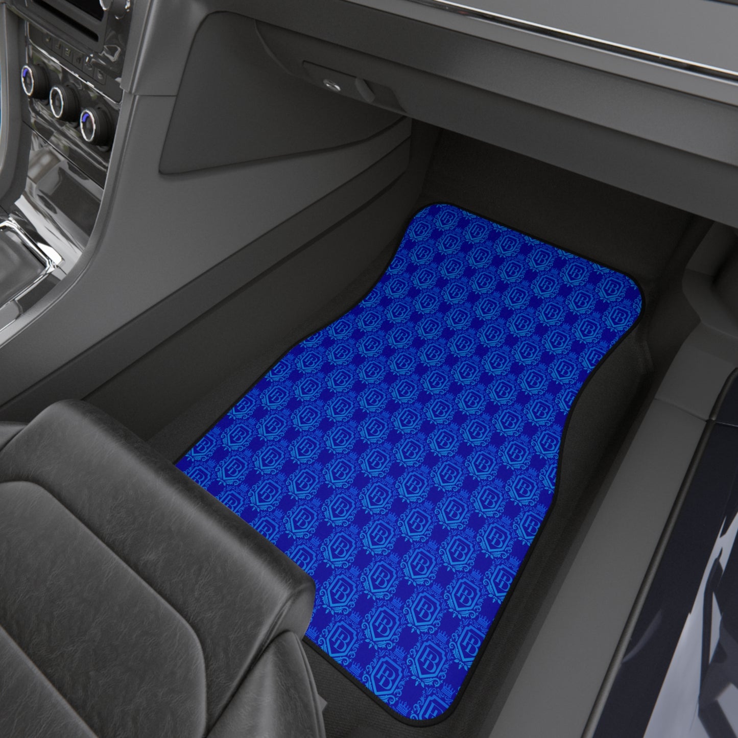 PB Luxury Signature Car Mat Set of 4 pieces – Premium Auto Interior Upgrade. Royal Blue Pattern.