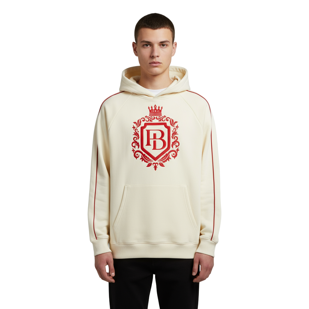 PB Contrast Piping Raglan Hoodie - Cream-Colored
